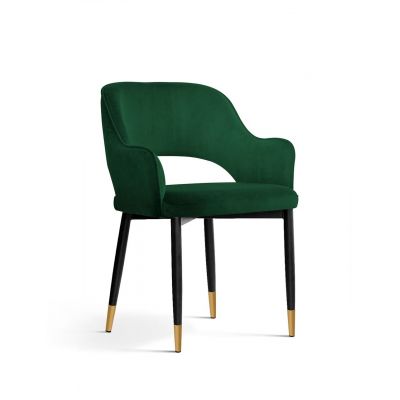 Scaun tapitat cu stofa si picioare metalice, Mercy Velvet Verde / Negru / Auriu, l54xA61xH78 cm