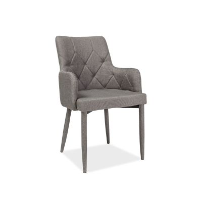 Scaun tapitat cu stofa si picioare metalice, Richelle Gri, l57xA55xH87 cm