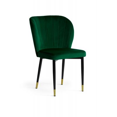 Scaun tapitat cu stofa si picioare metalice, Shelly Velvet Verde / Negru / Auriu, l53xA57xH88 cm