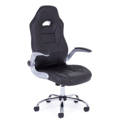 Scaun gaming tapitat cu piele ecologica, Boneville Negru, l52xA66xH114-121 cm