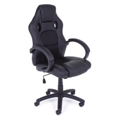 Scaun gaming tapitat cu piele ecologica si stofa, Racing Negru, l55xA66xH110-120 cm