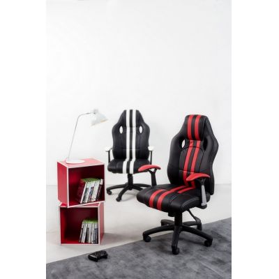 Scaun gaming tapitat cu piele ecologica, Spider Negru, l63xA64,5xH111-121 cm