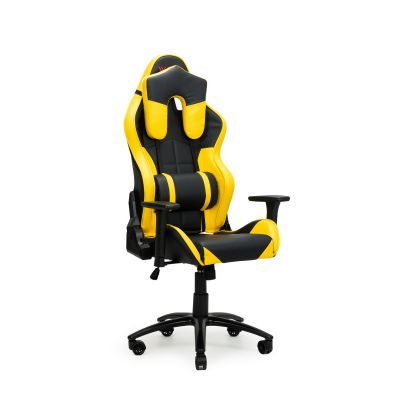 Scaun gaming tapitat cu piele ecologica Wave Y-2576 Galben / Negru, l68xA60xH135-145 cm