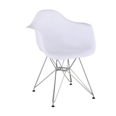 Scaun plastic alb picioare crom Feman 63x59x80 cm
