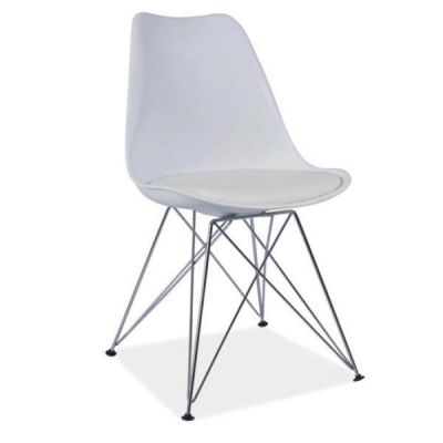 Scaun plastic alb picioare crom Metal