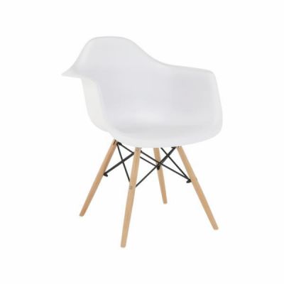 Scaun plastic alb picioare fag Damen 62x58x81 cm
