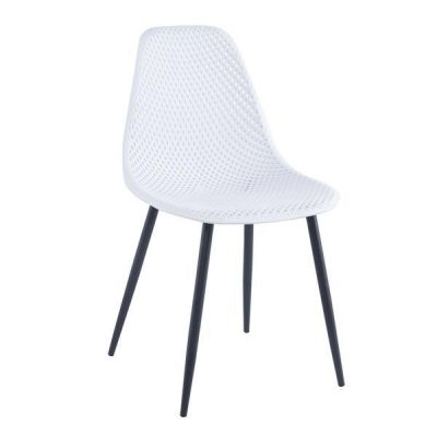 Scaun plastic alb picioare metal negru Tegra