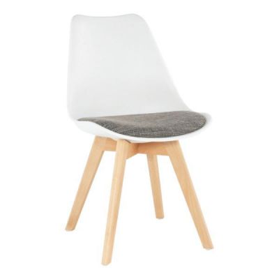 Scaun plastic alb piele ecologca maro Damara