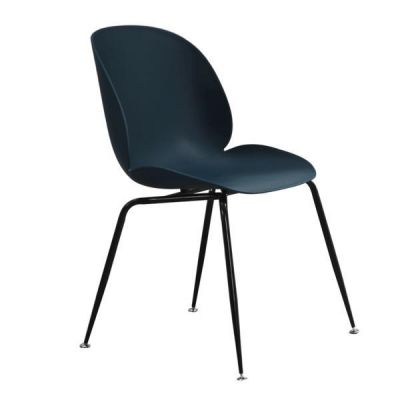 Scaun plastic albastru picioare metal negru Sonaia
