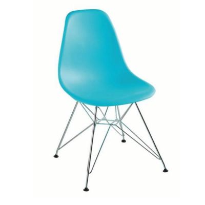 Scaun plastic verde menta picioare crom Anisa