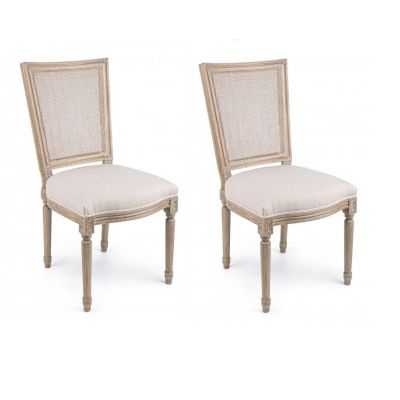 Set 2 scaune din lemn de frasin, cu sezut tapitat cu stofa Liliane Bej, l48xA65xH96 cm