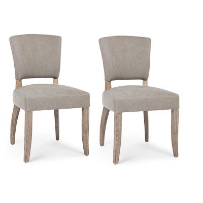 Set 2 scaune tapitate cu stofa si picioare din lemn Maratriz Gri / Natural, l52xA63xH90 cm