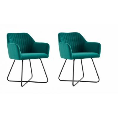 Set 2 scaune tip fotoliu, Heinner, 45x44x84 cm, metal/catifea, bej