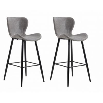 Set 2 scune de bar Retro, Heinner, 56x48x106 cm, metal, gri deschis