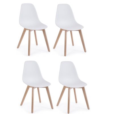 Set 4 scaune din plastic cu picioare din lemn System Alb / Natural, l51,5xA46,5xH86 cm