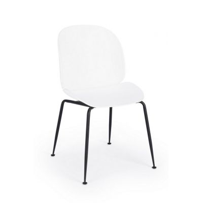 Set 4 scaune din plastic cu picioare metalice Antigone Alb / Negru, l54xA46xH86 cm