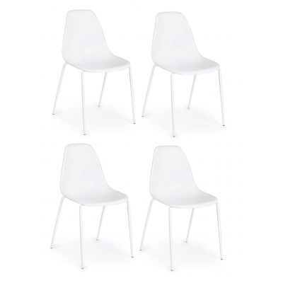 Set 4 scaune din plastic cu picioare metalice Iris Alb, l45xA52xH84 cm