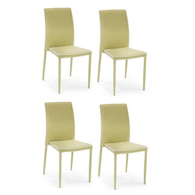 Set 4 scaune tapitate cu piele ecologica si picioare metalice Achille Verde Olive, l43,5xA53,5xH92 cm
