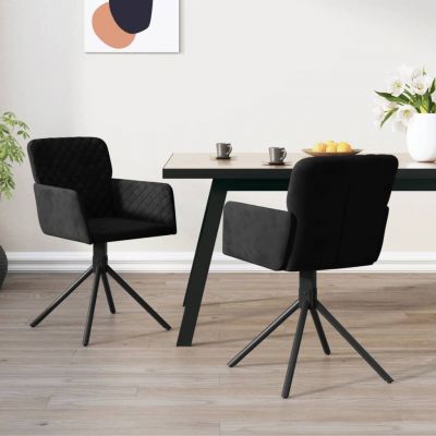 vidaXL Scaune de bucătărie pivotante, 2 buc., negru, catifea