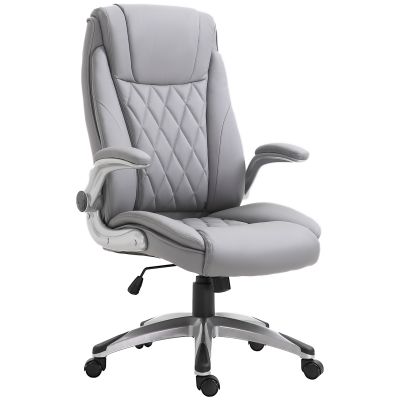 Vinsetto Scaun de Birou Ergonomic cu Căptușeală, Înălțime Reglabilă și 5 Roți Pivotante, 69,5x76x113-121 cm, Gri | Aosom Romania