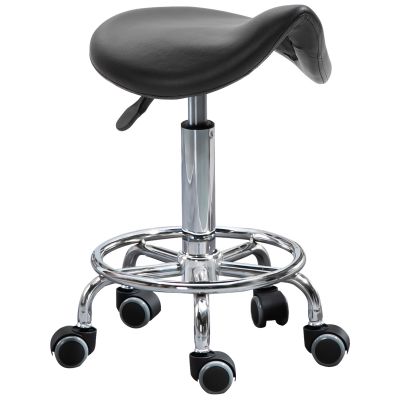 HOMCOM Scaun reglabil in inaltime, cu 5 roti si scaun ergonomic captusit cu spuma, 36,5x37,5x51-66 cm, negru | AOSOM RO