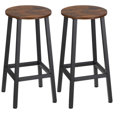 HOMCOM Set 2 scaune de bar, de bucatarie cu suport pentru picioare, maro rustic