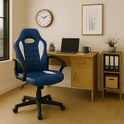 Scaun gaming US92 Euro albastru-alb - Unic Spot Ro