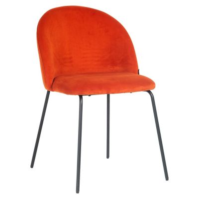 Scaun tapitat cu Catifea Rosu cu picioare din Metal Negru H82xL52xA56cm Alyssa