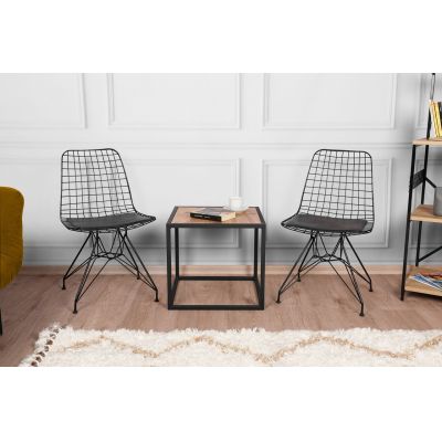 Set 2 scaune Sandalye, Plass Design, 53x51x80 cm, metal/piele ecologica, negru