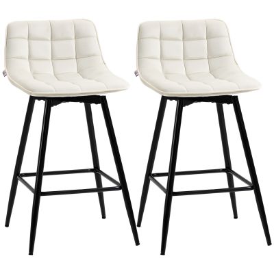 Set de 2 scaune de bar cu spatar, scaune inalte tapitate, stil nordic HOMCOM | Aosom Romania
