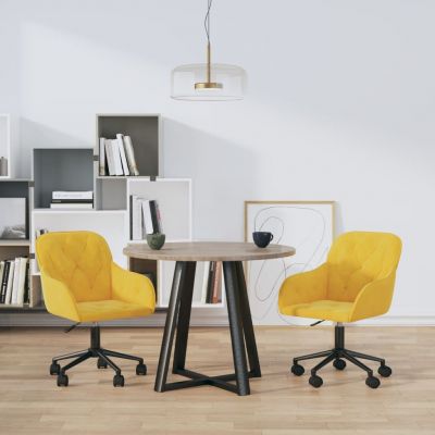 vidaXL Scaune de bucătărie pivotante, 2 buc., galben, catifea