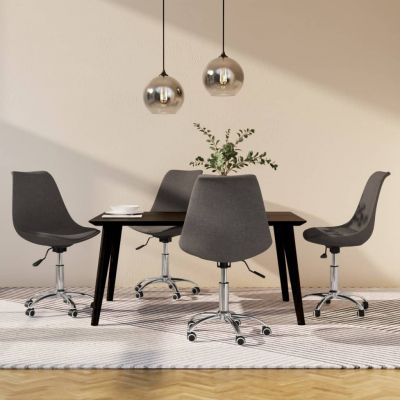 vidaXL Scaune de bucătărie pivotante, 4 buc., gri închis, textil