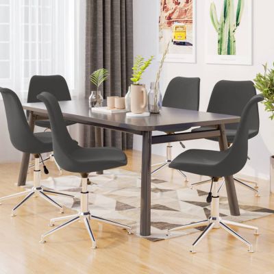 vidaXL Scaune de bucătărie pivotante, 6 buc., gri închis, textil