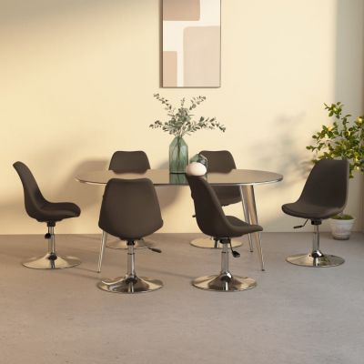 vidaXL Scaune de bucătărie pivotante, 6 buc., maro închis, textil