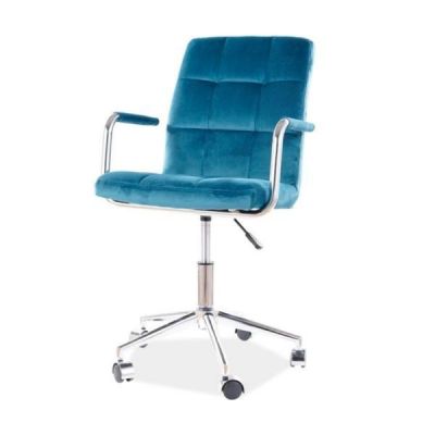 Scaun birou copii SL Q022 turcoaz velvet, 38x45x97 cm