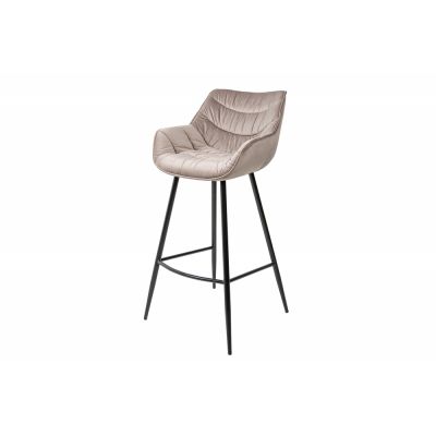 Scaun de bar tapitat cu Catifea Bej cu picioare din Metal Negru H105xL53xA53cm The Dutch Scaun de bar tapitat cu Catifea Bej cu picioare din Metal Negru H105xL53xA53cm The Dutch