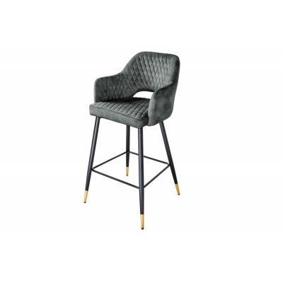 Scaun de bar tapitat cu Catifea Verde cu picioare din Metal Negru/Auriu H104xL51xA60cm Paris