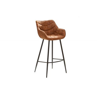 Scaun de bar tapitat cu Microfibra Maro cu picioare din Metal Negru H104xL53xA55cm The Dutch Scaun de bar tapitat cu Microfibra Maro cu picioare din Metal Negru H104xL53xA55cm The Dutch