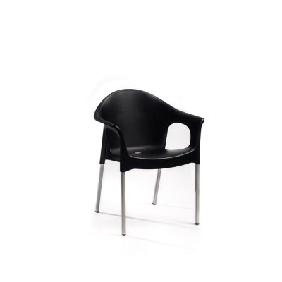 Scaun de grădină negru din plastic Lisa - Rojaplast