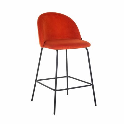 Scaun de insula tapitat cu Catifea Rosu cu picioare din Metal Negru H93xL49xA51cm Alyssa Richmond Interiors