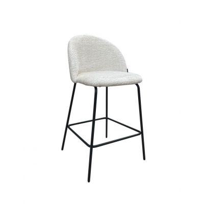 Scaun de insula tapitat cu Stofa Alb cu picioare din Metal Negru H93xL49xA51cm Alyssa Richmond Interiors