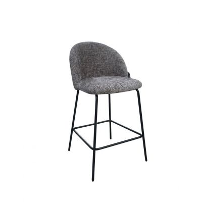 Scaun de insula tapitat cu Stofa Gri cu picioare din Metal Negru H93xL49xA51cm Alyssa Richmond Interiors