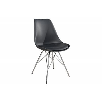 Set 2 scaune din Plastic Gri cu picioare din Metal Argintiu H85xL50xA57cm Scandinavia Retro