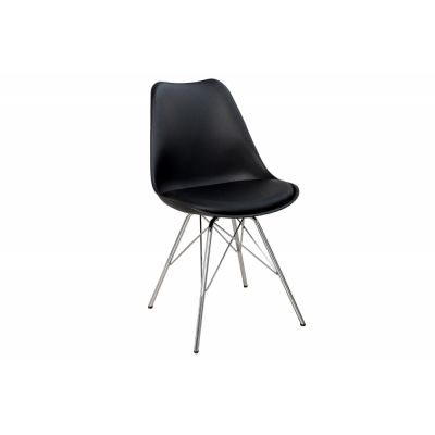 Set 2 scaune din Plastic Negru cu picioare din Metal Argintiu H85xL50xA57cm Scandinavia Retro
