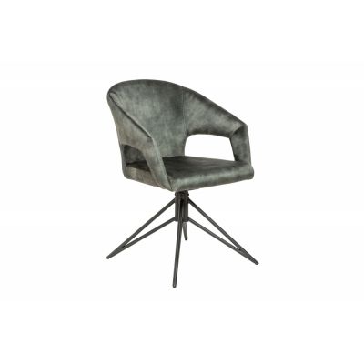 Set 2 scaune rotative tapitat cu Catifea Verde cu picioare din Metal Negru H79xL58xA60cm Eternity