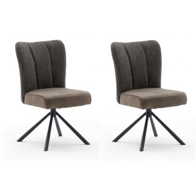 Set 2 scaune rotative tapitate cu stofa si picioare metalice, Santiago B, Antracit / Negru, l53xA64xH91 cm