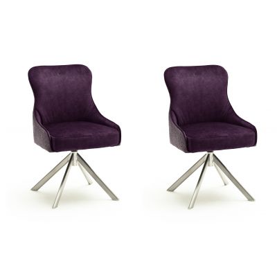 Set 2 scaune rotative tapitate cu stofa si picioare metalice, Sheffield A Oval, Burgundy / Crom, l53xA64xH88 cm