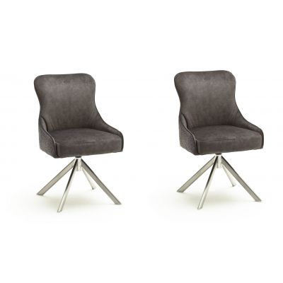 Set 2 scaune rotative tapitate cu stofa si picioare metalice, Sheffield A Oval, Cappucino / Crom, l53xA64xH88 cm