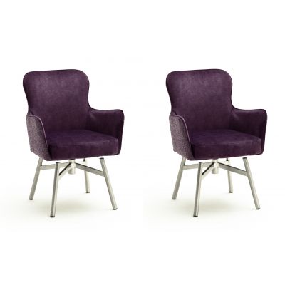 Set 2 scaune rotative tapitate cu stofa si picioare metalice, Sheffield B Round, Burgundy / Crom, l62xA64xH88 cm