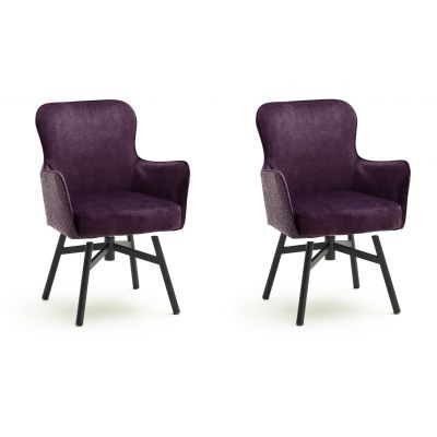 Set 2 scaune rotative tapitate cu stofa si picioare metalice, Sheffield B Round, Burgundy / Negru, l62xA64xH88 cm